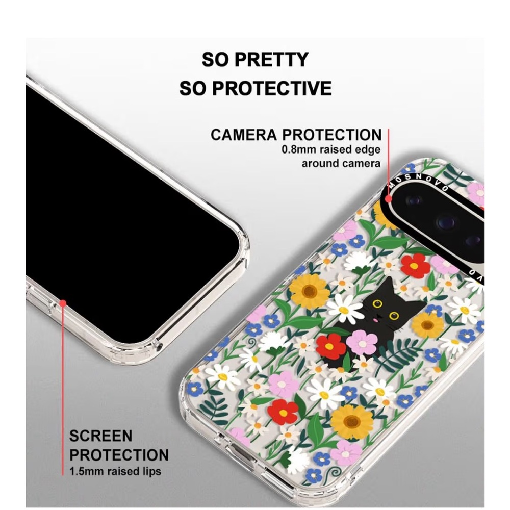 Google Pixel 9 Pro XL Floral Cat Phone Case - Pink - Picture 2 of 5